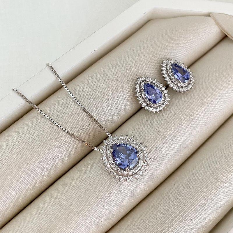 CONJ PT GOTA ROXA CRAVEJADA B7MM/G5MM