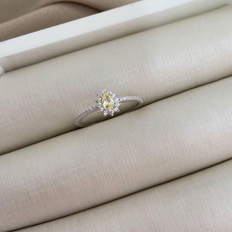 ANEL PT GOTA AMARELA CRAVEJADA 4MM