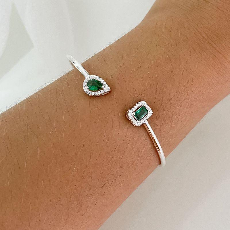 BRAC PT PEDRA RETANGULAR/GOTA VERDE