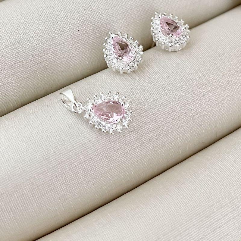 CONJ PT GOTA VAZADA ROSA CRAV