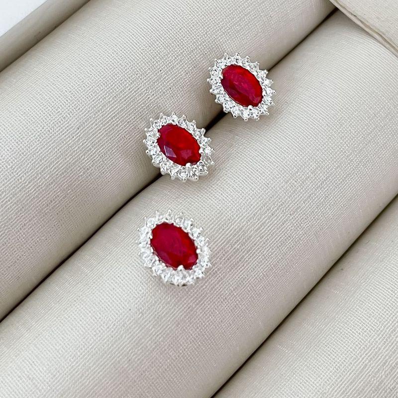 CONJ PT OVAL VAZADO CRAV VERMELHO