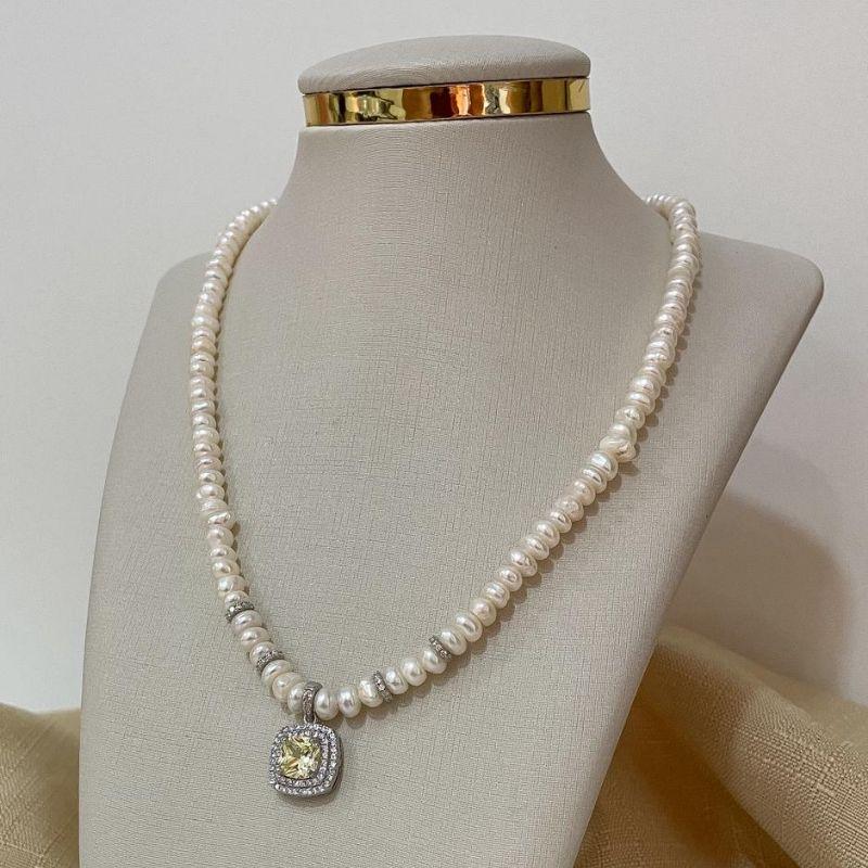 GARG PT PEROLA / PEDRA AMARELO CLARO CRAVEJADO