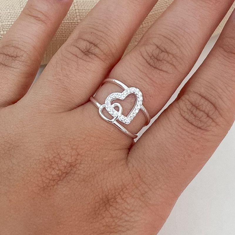 ANEL PT 2 CORAÇÕES LISI/CRAVEJADO