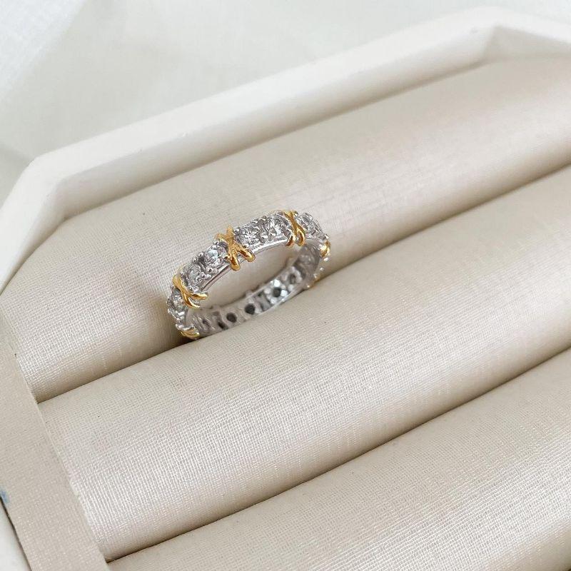 ANEL PT ALIANÇA PEDRA C/X DOURADO