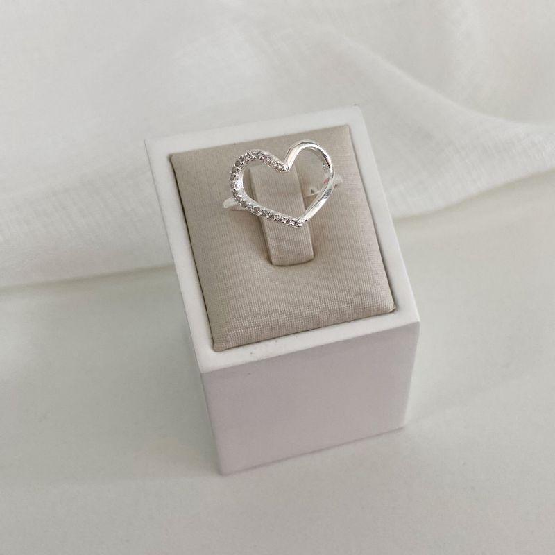 ANEL PT CORAÇÃO LISO/CRAVEJADO