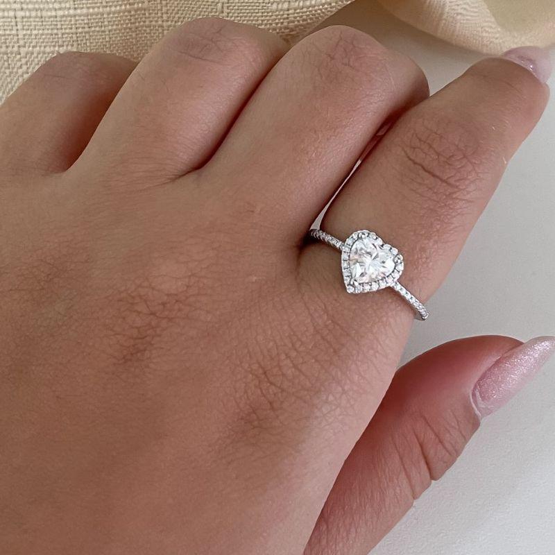 ANEL PT CORAÇÃO MOISSANITE 6.6MM
