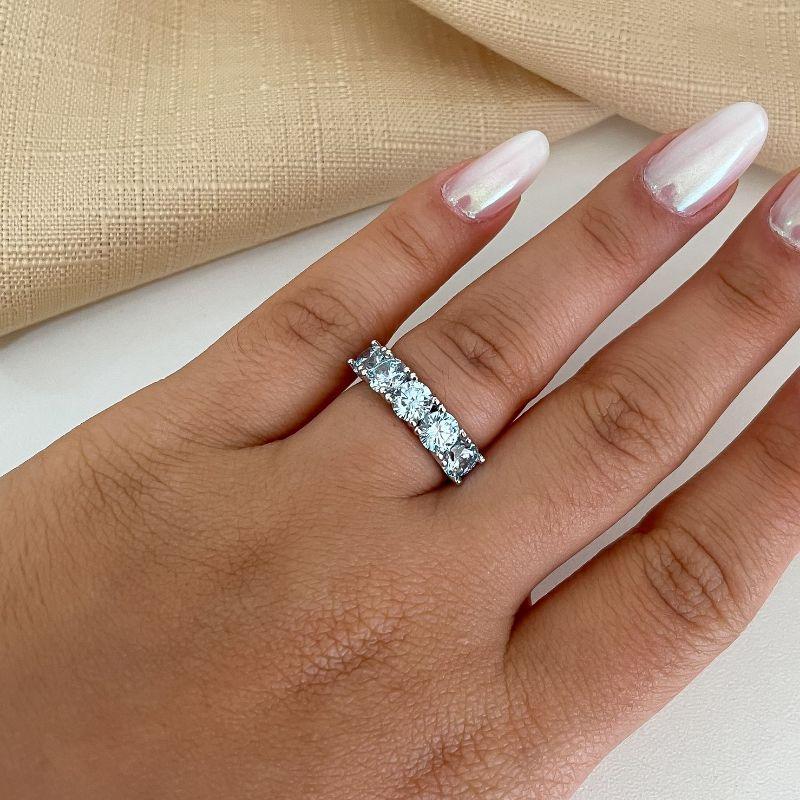 ANEL PT MEIA ALIANÇA 5 PEDRAS