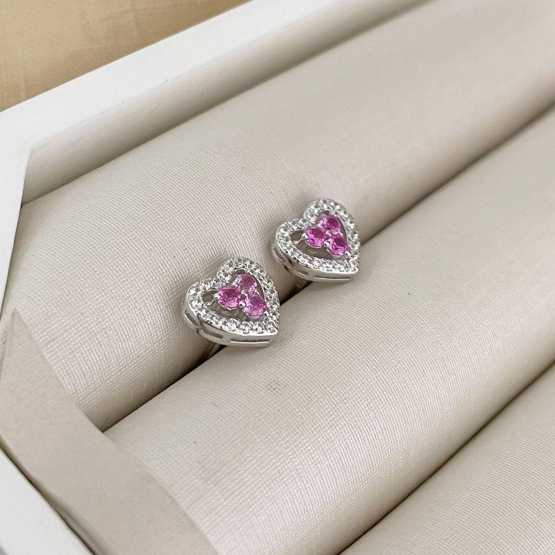 BR PT CORAÇÃO ROSA CRAVEJADO 2MM