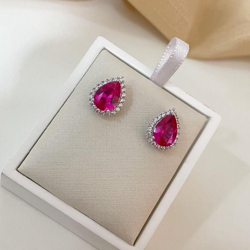 BR PT GOTA ROSA CRAVEJADA 7MM