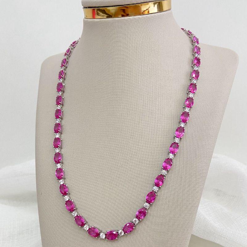 GARG PT EM PEDRAS ROSA/CRISTL 42CM 5MM