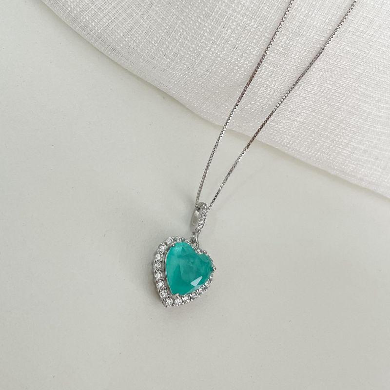 GARG PT CORAÇAO VERDE CLARO CRAVEJADO