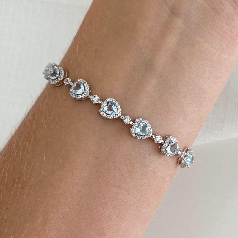 PULS PT CORAÇÃO AZUL CLARO CRAVEJADO 17CM 4MM